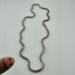 Sterling Silver 925 Box Chain Necklace 24” 4.4mm 65.4g Vintage Italy Patina